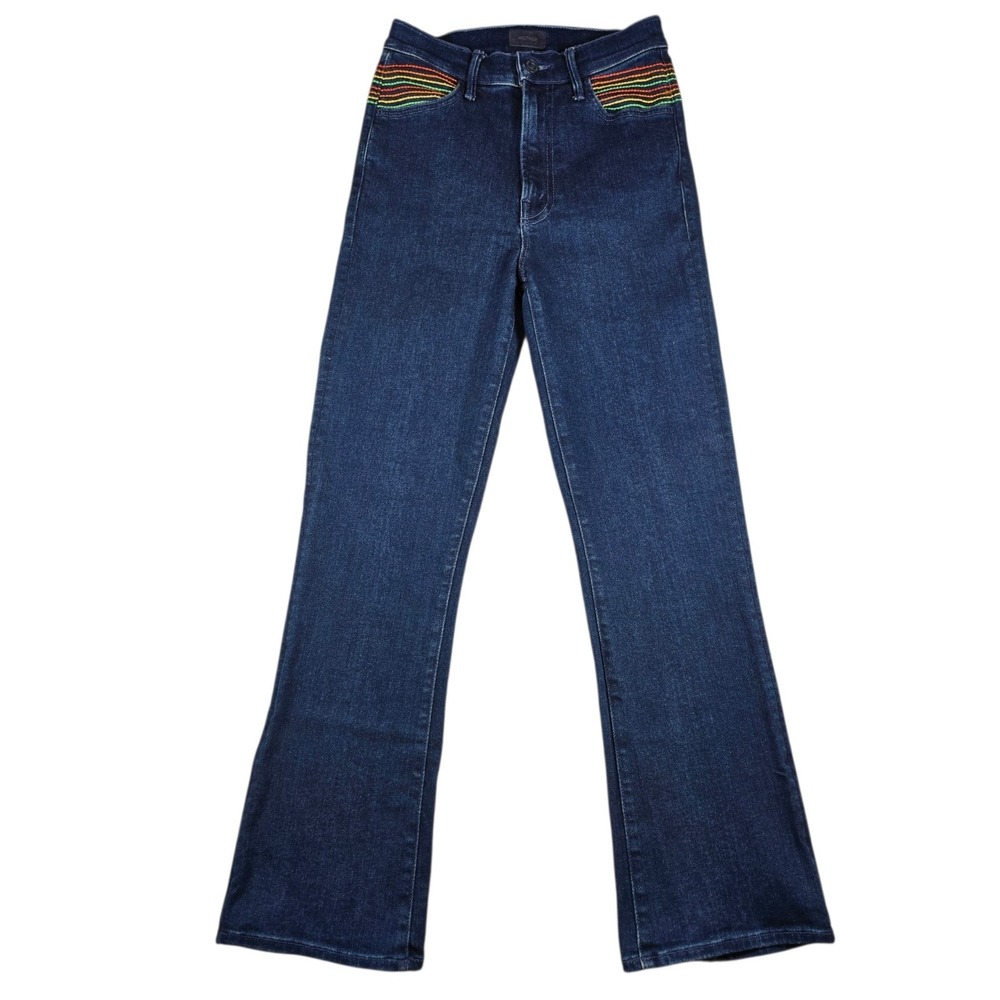 Mother The Smooth Hustler Over The Rainbow Dark Wash High Rise Flare Jeans Wm 25